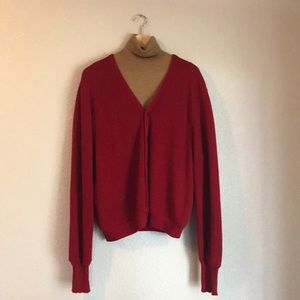 Funky Vintage Red Alpaca + Wool Cardigan